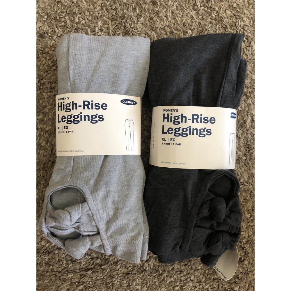 NWT 2 Old Navy Women's High-Rise Jersey Leggings Pants Gray & Charcoal